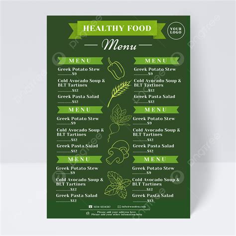 Green Healthy Food Restaurant Menu Template Download on Pngtree