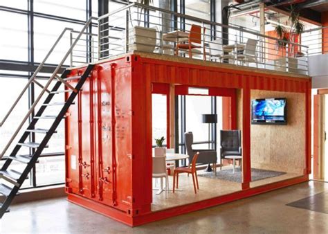 An Outside The Box Office With A Waiting Room Inside A Shipping Container