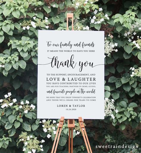 Thank You Wedding Sign Printable Wedding Thank Your Sign | Etsy