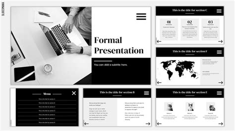 Formal presentation template with interactive menu. - SlidesMania