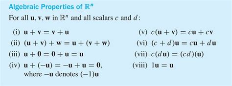 Basic operations: addition and scalar multiplication.Properties common to all vector spaces: