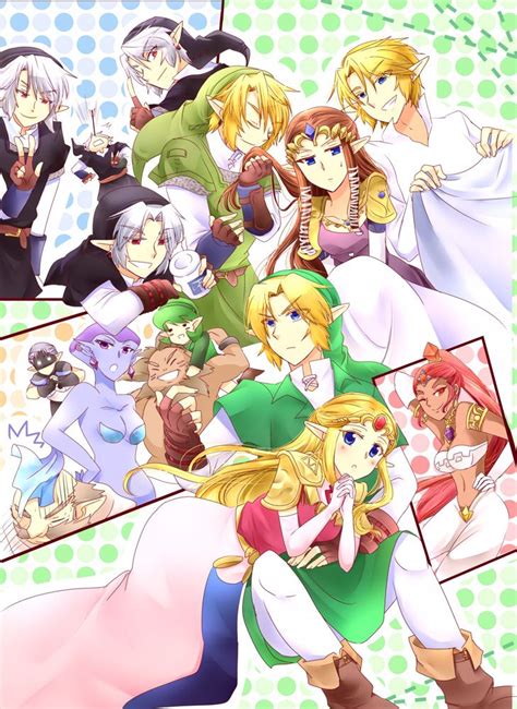 The Legend of Zelda OoT/TP characters cast art Link Zelda Dark Link and ...