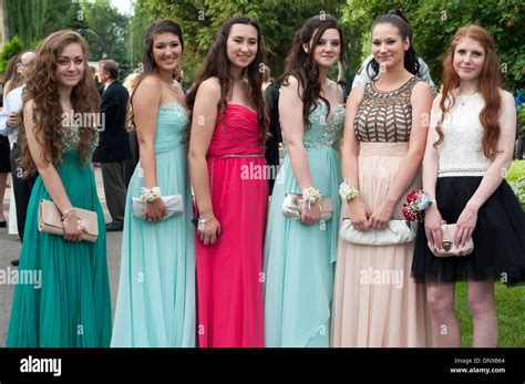 Prom night, young women whom just graduated high school Stock Photo ...