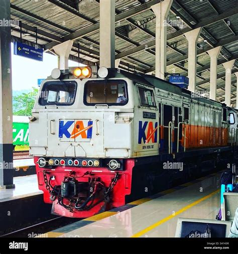 Indonesia KAI train on platform at Ketapang station Stock Photo - Alamy