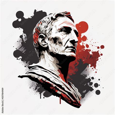 Julius Caesar side portrait in a modern style Stock Illustration ...