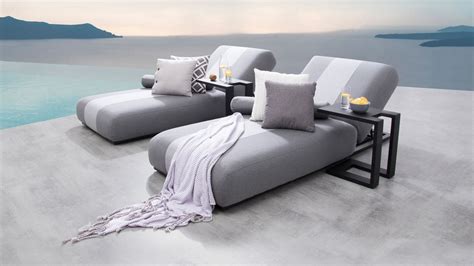 Joy Outdoor Fabric Sun Lounge Set With Side Tables - Lavita Furniture ...