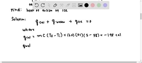 SOLVED:Calculate the heat of fusion of ice from the following data for ...