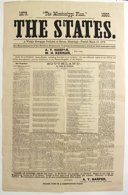 1879. The Mississippi Plan. 1880. The States. A weekly newspaper published at Okolona ...