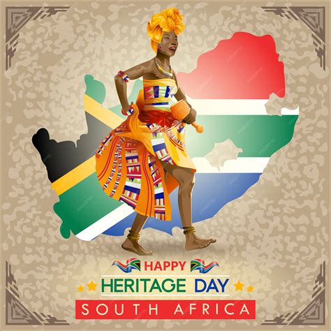 Premium Vector | South african heritage day wishes with traditonal ...