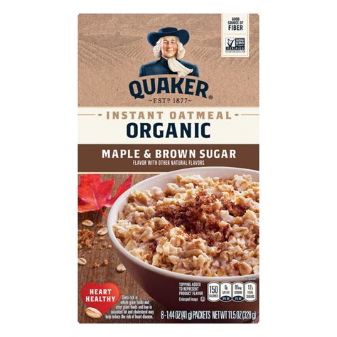 Save on Quaker Instant Oatmeal Maple & Brown Sugar Organic - 8 ct Order Online Delivery | Giant