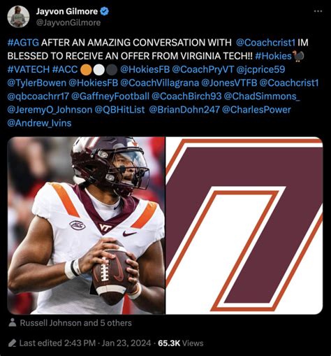 New Virginia Tech football offer: Jayvon Gilmore - HokieHaven: Virginia ...