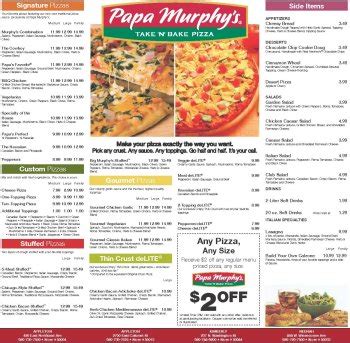 Papa Murphys Menu