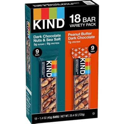 KIND Snack Bars Variety Pack, Dark Chocolate Nuts & Sea Salt and Peanut ...