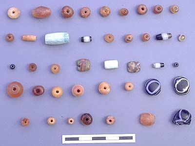 Harappan Stone beads, ca. 1700 BC, Indus Valley, found preserved in a pot. Note the two Chung ...