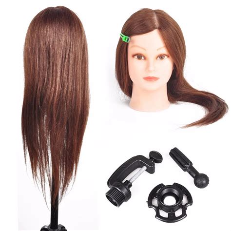 23.2" 100% Real Hair Hairdressing Head Salon Mannequin Training ...