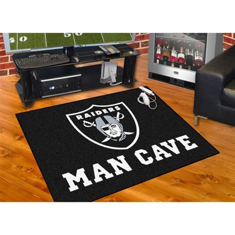 Shop Fanmats Oakland Raiders Black Nylon Man Cave Allstar Rug (2'8 x 3 ...