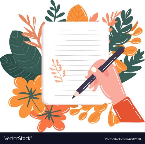 Hand drawn notebook with flowers in flat style Vector Image