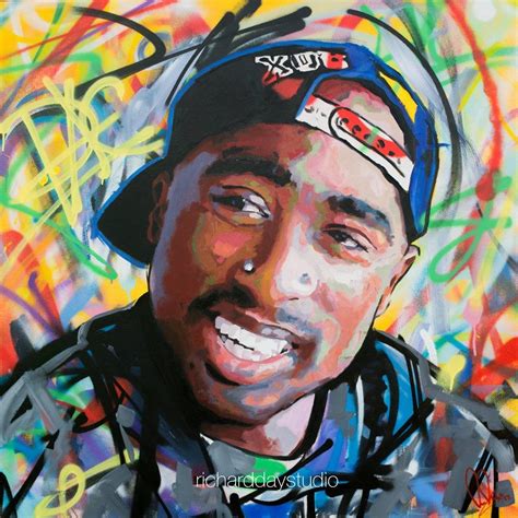 Tupac Shakur (2pac), Original Painting, 40", 52", Art, Music, Rap, Hip ...