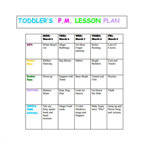 8+ Toddler Lesson Plan Templates - PDF, Word, Excel | Free & Premium ...