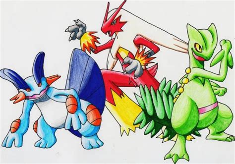 Drawing Pokemon Gen 3 Starter final evolutions by Jacorien.T | OurArtCorner