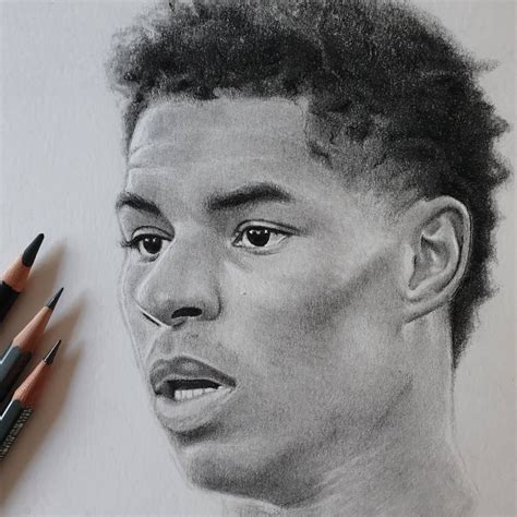 Marcus Rashford.. Man. Utd.. Original Charcoal Pencil Drawing - Etsy