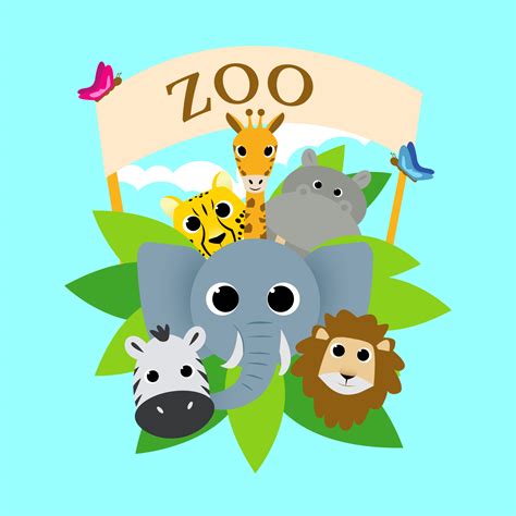 Zoo Cute Animal Group Vector Illustration 602759 Vector Art at Vecteezy