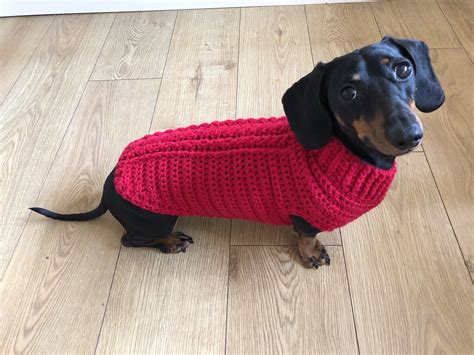 Stunning red Aran jumper with feature cable. Dachshund Clothes ...