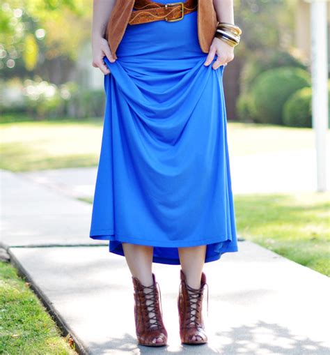 lace up peep toe cognac boots with long blue maxi dress | Flickr