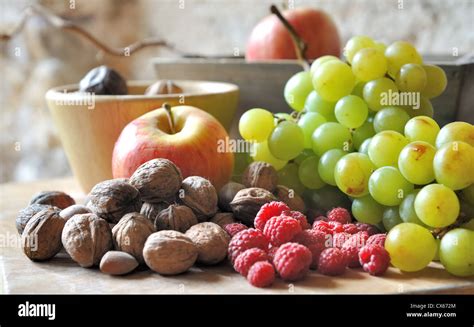 composition of still life with fruit in season Stock Photo - Alamy