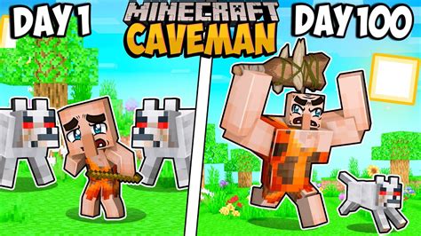 I Survived 100 Days as a CAVEMAN in Minecraft - YouTube