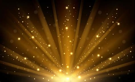 Abstract golden light rays with sparks. Exploding gold glitter with sparkling illustration ...