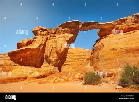 Wadi Rum Burdah Rock Bridge, Jordan, Middle East Stock Photo - Alamy