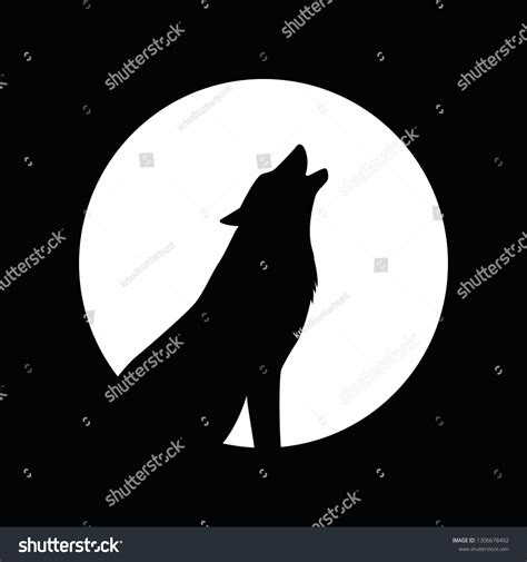 Wolf Full Moon Silhouette Vector Illustration Stock Vector (Royalty ...