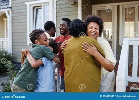 Happy Black Family Embracing Outdoors Stock Image - Image of family ...