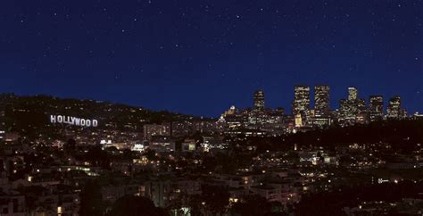 hollywood sign at night images | Stock Photo - Hollywood hills with Hollywood sign and stars at ...