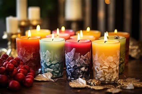 Premium AI Image | Assortment of christmasthemed candles with different scents