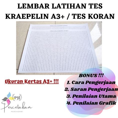 Jual TES KRAEPELIN A3+ / TES KORAN / TES PSIKOTES | Shopee Indonesia