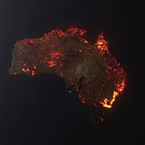 3D “visualisation” of the fires in Australia, made from NASA satellite ...