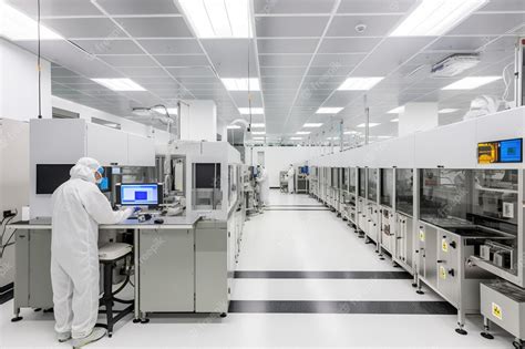 Premium Photo | Inside Bright Advanced Semiconductor Production Fab Cleanroom with Working ...