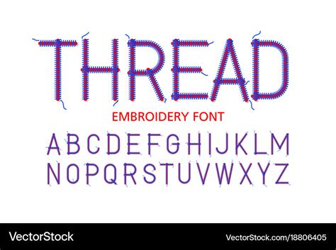 Embroidery font thread Royalty Free Vector Image