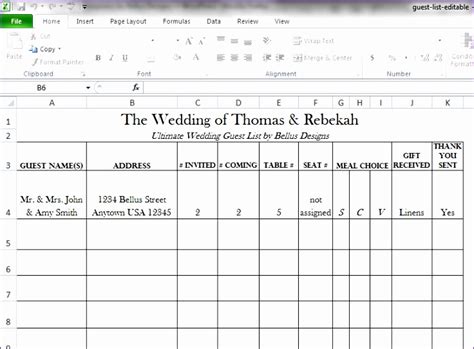 Wedding Rsvp Excel Template