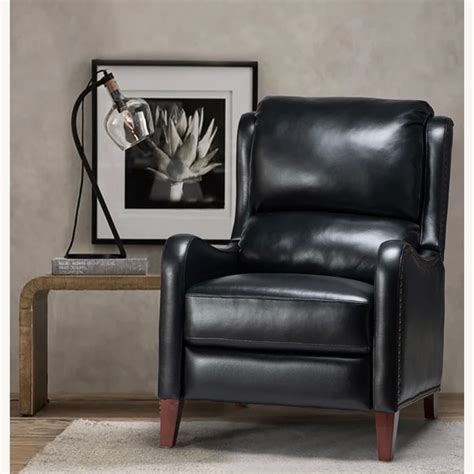 28.75 Black Leather Recliner - AptDeco