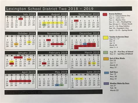 Incredible School Calendar Richland District Two • Printable Blank ...