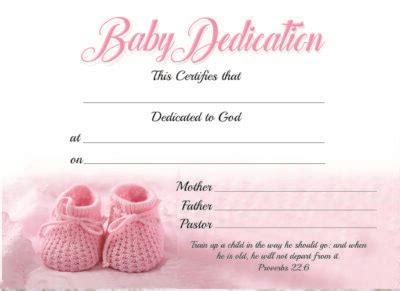 Baby Dedication Certificate – Girl - Apostolic New Life Publications