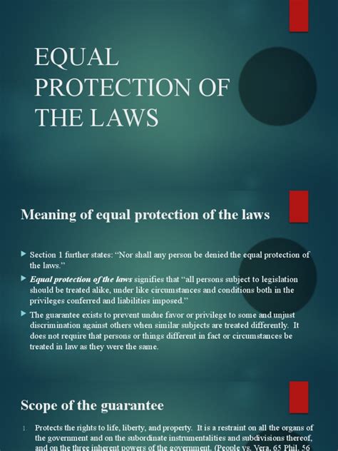 Equal Protection of The Laws | PDF | Equal Protection Clause | Guarantee