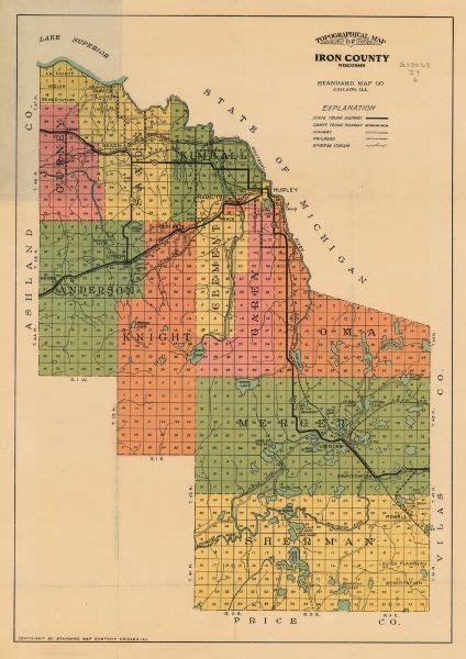 Topographical Map of Iron County, Wisconsin | Map or Atlas | Wisconsin Historical Society