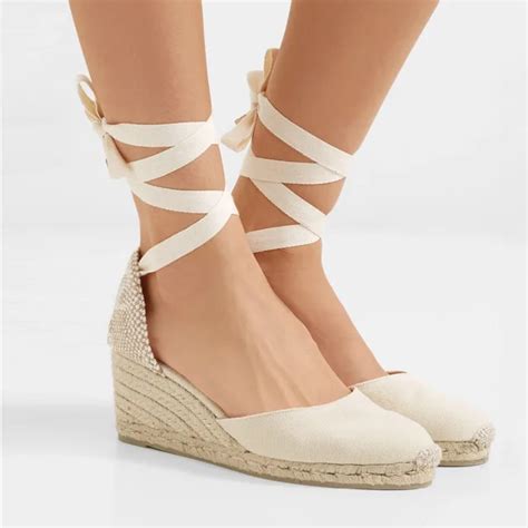 2019 Ankle Strap Espadrille Sandals Women Wedge Sandals Canvas Platform ...