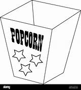 Popcorn Box Coloring Page Sketch sketch template