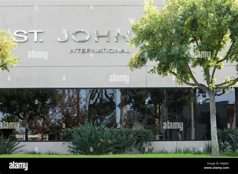 A logo sign outside of the headquarters of St. John Knits International Inc., in Irvine ...