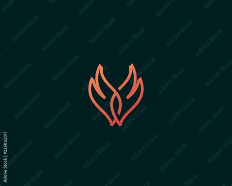 Wings of fire vector logo. Line fire grill logotype. Stock Vector ...